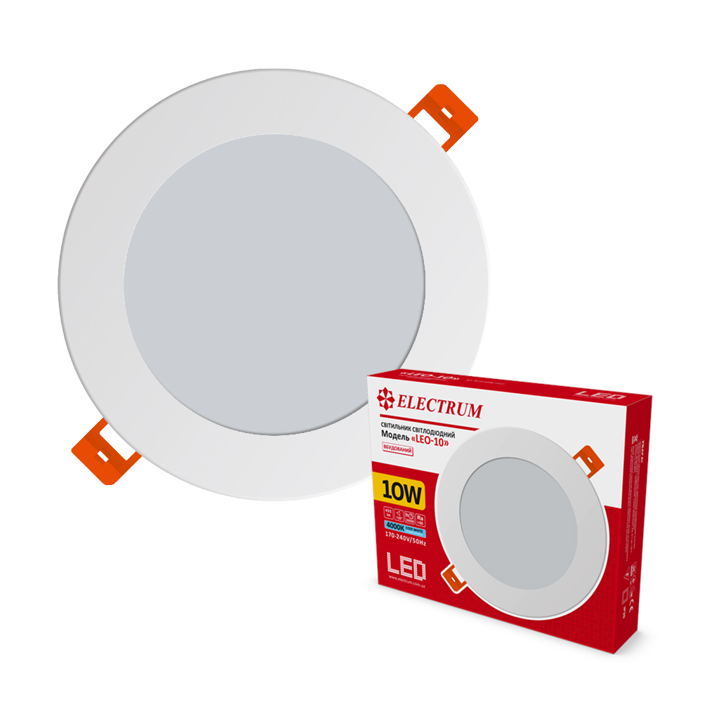 Світильник стельовий вбудований світлодіодний круглий ELECTRUM LEO 10Вт 4000К